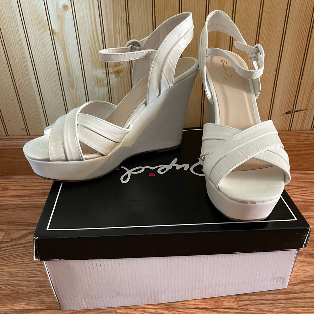 White platform sandals
